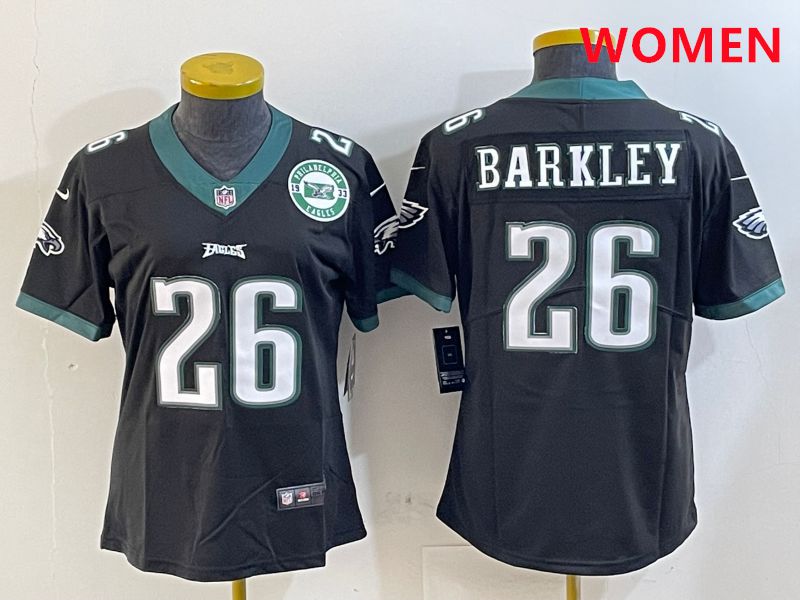 Women Philadelphia Eagles #26 Barkley Black Second generations 2025 Nike Vapor Limited NFL Jersey style 1->women nfl jersey->Women Jersey